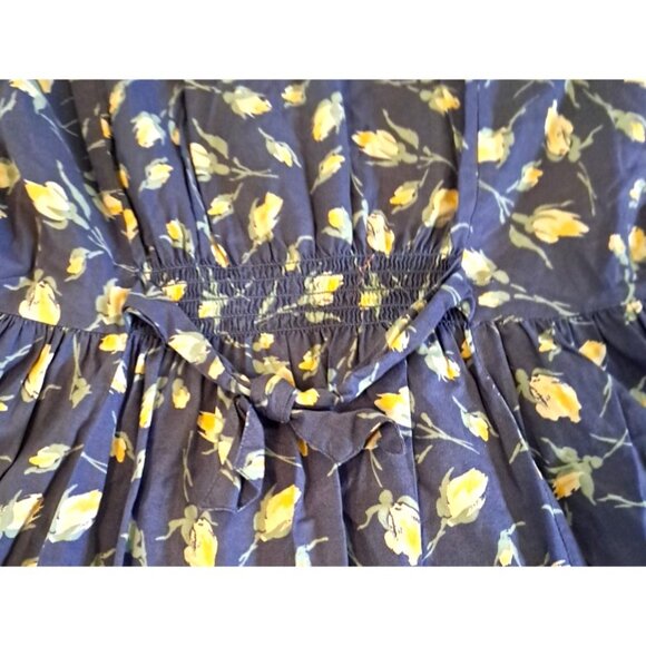 Vintage Laura Ashley Dress Blue Floral Puff Sleeve Made in Britain Cotton 90s 10 - Picture 8 of 9